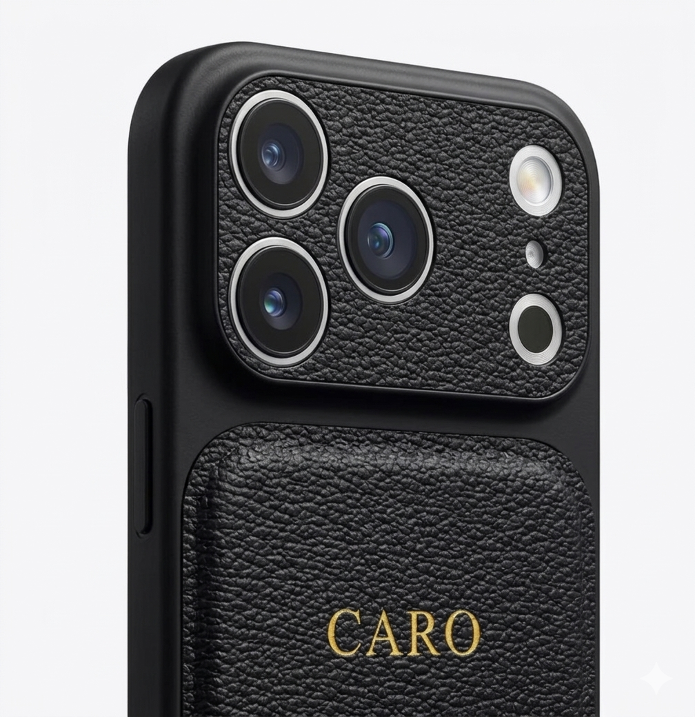 Coque iPhone en Cuir Personnalisée – Initiales Dorées