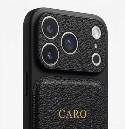 Coque iPhone en Cuir Personnalisée – Initiales Dorées