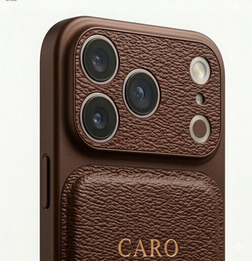 Coque iPhone en Cuir Personnalisée – Initiales Dorées