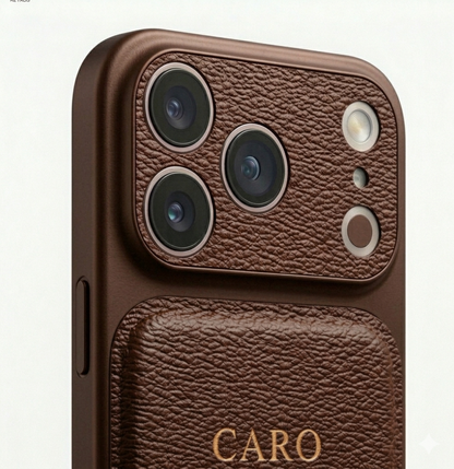 Coque iPhone en Cuir Personnalisée – Initiales Dorées