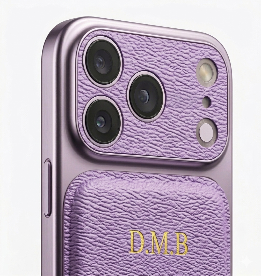 Coque iPhone en Cuir Personnalisée – Initiales Dorées