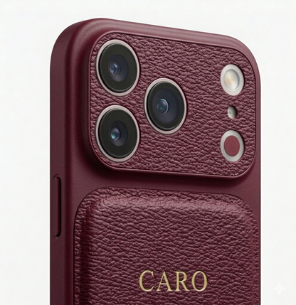 Coque iPhone en Cuir Personnalisée – Initiales Dorées