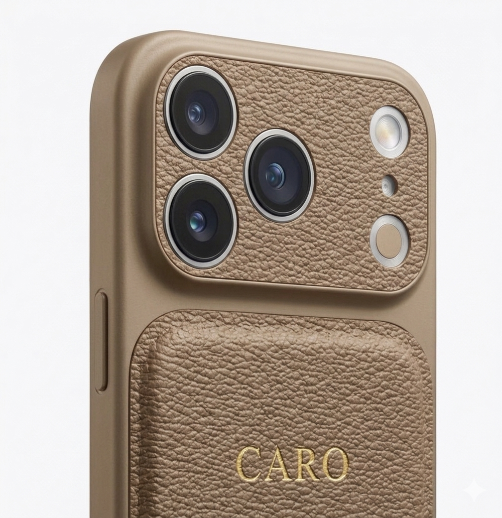 Coque iPhone en Cuir Personnalisée – Initiales Dorées