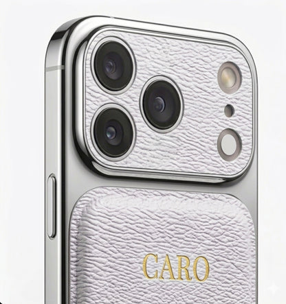 Coque iPhone en Cuir Personnalisée – Initiales Dorées